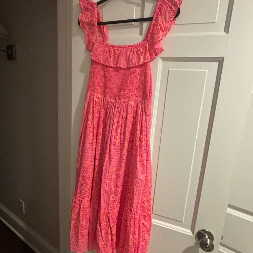 Pink Ruffled Womens Dress